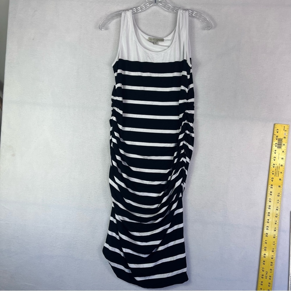Kimi+kal Maternity black & white stripe dress - Picture 2 of 10